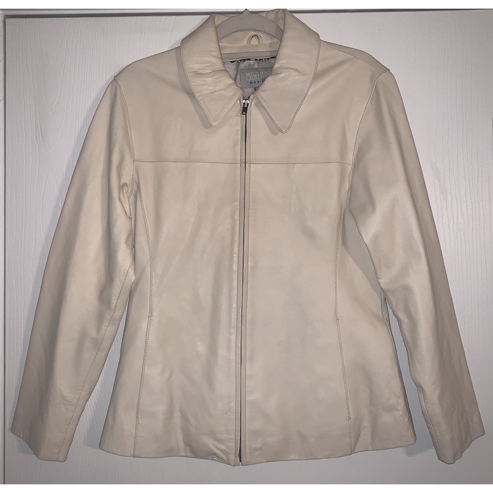 Wilsons Leather Maxima Genuine Leather Full Zip Jacket Womens Medium Vintage Y2K